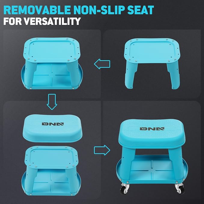 DNA MOTORING Removable Rolling Garage Stool - Image 5