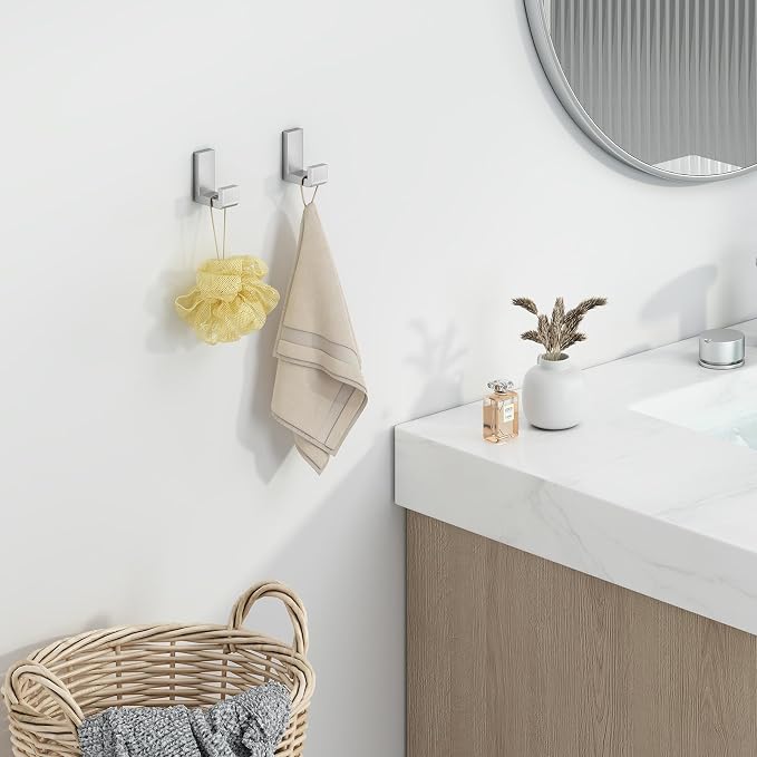 Angle Simple Bathroom Towel Hooks, SUS 304 Stainless Steel Compact Robe Coat - Image 3