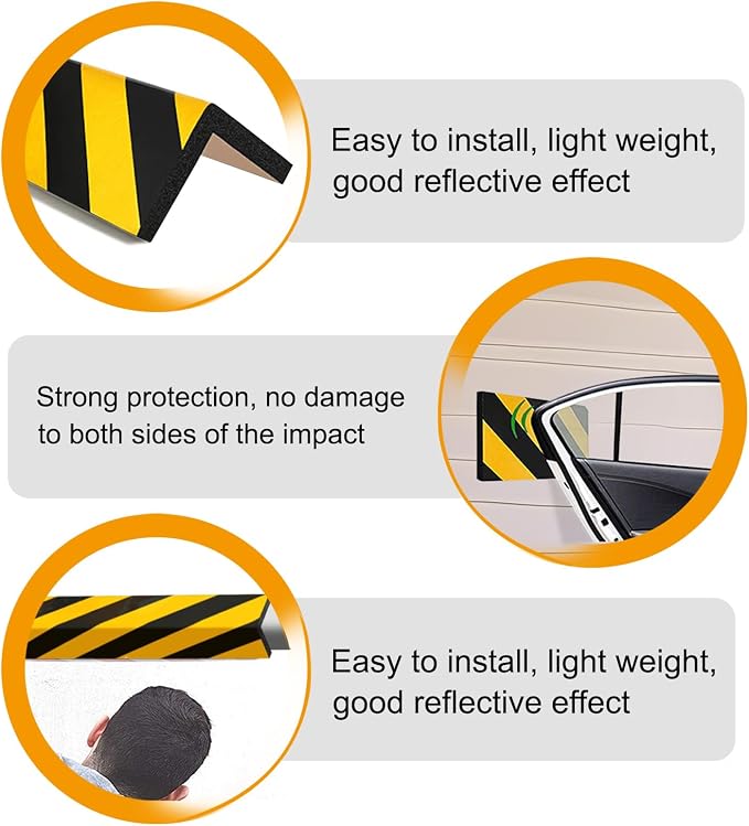 2pcs Garage Wall Guards Wall Protector Cover Yellow and Black Foam Wall Corner - Image 4