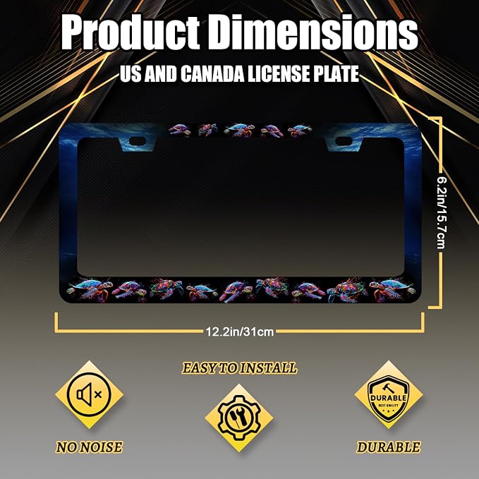 Sea Turtle License Plate Frame Blue Turtles License Plate Stainless Steel Ocean - Image 2