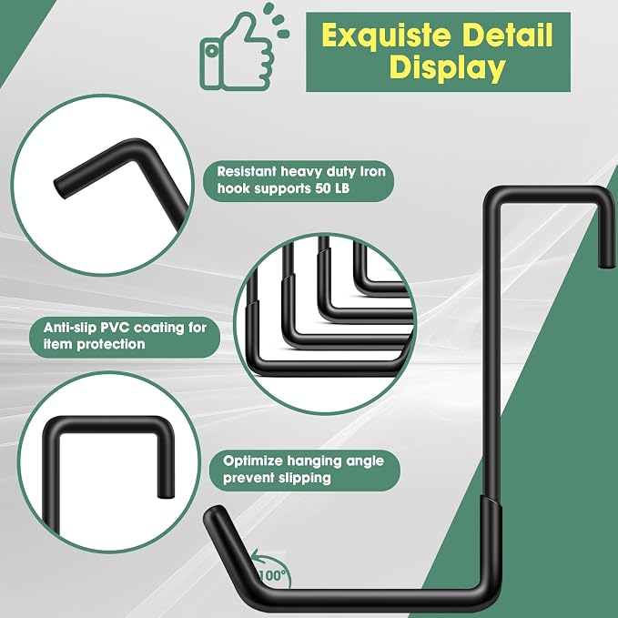 Bike Hooks for Garage 6 Pcs Ceiling Bike Hangers, Steel Metal Large Hook - Image 3
