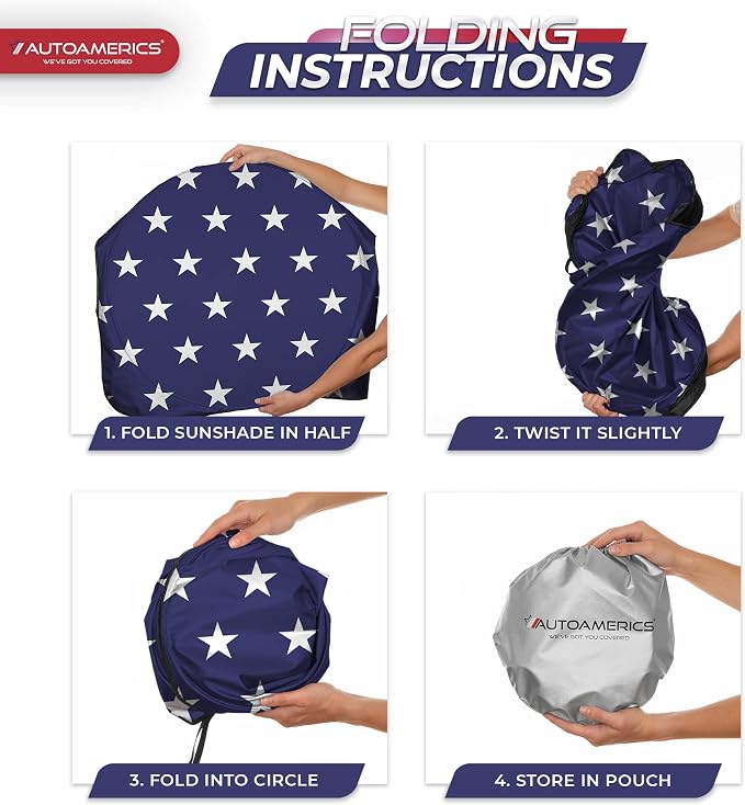 Autoamerics 1-Piece Windshield Sun Shade American Stars Flag USA Patriotic - Image 8