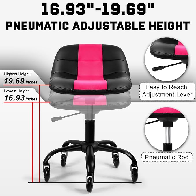 Rolling Stool with Wheels, Garage Shop Stool with Backrest, Roller Seat with - Image 4
