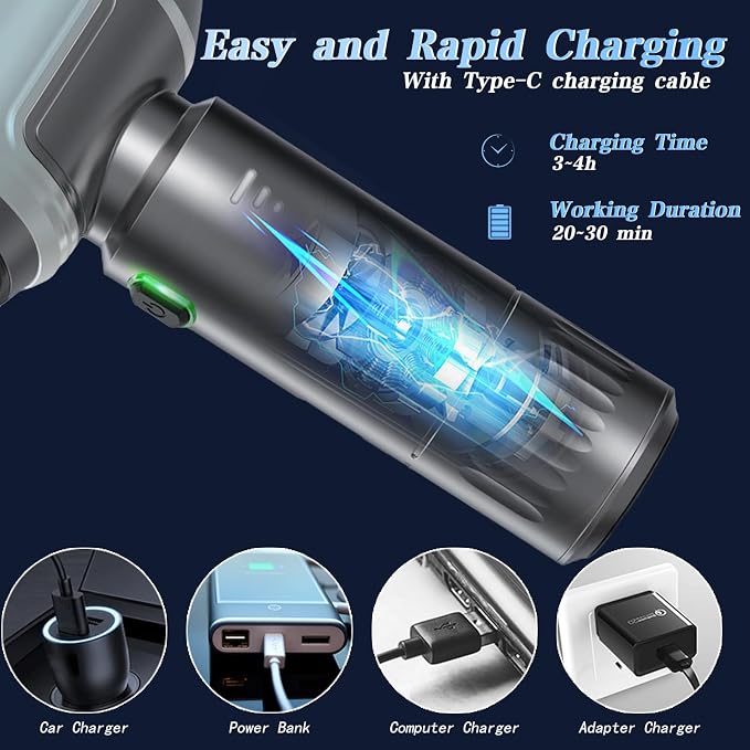 Car Vacuum Portable Cordless, 16000PA Powerful Car Vacuum Cleaner, 7 in 1 Mini - Image 4