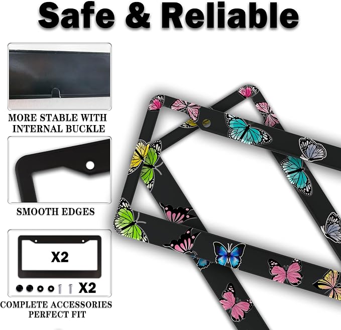 License Plate Frames for Women Multicolor License Plate Frame Holder for Men - Image 4