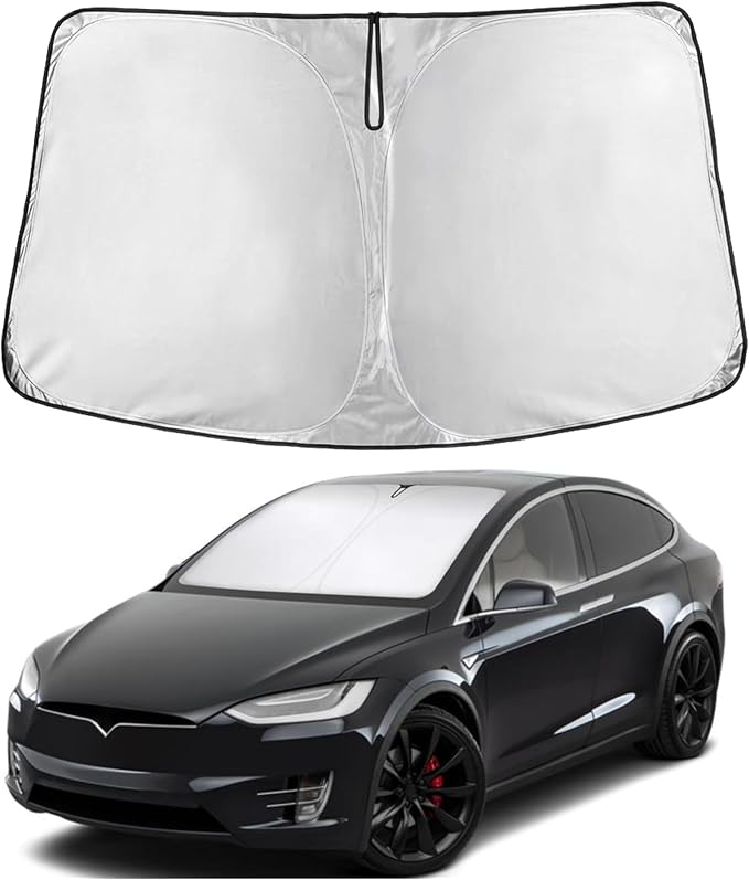 EcoNour Tesla Model X Windshield Sunshade | Dual-Layer 210T Silver-Coated by EcoNour