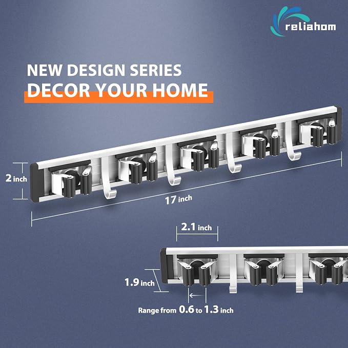 Broom Holder Wall Mount Mop and Broom Hanger Wall Mounted Garage Storage Rack - Image 6