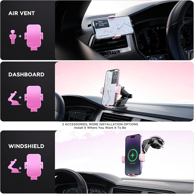 Wireless Car Charger, 【7 Colored LED Backlit】 15W Auto Clamping Car Charger - Image 6