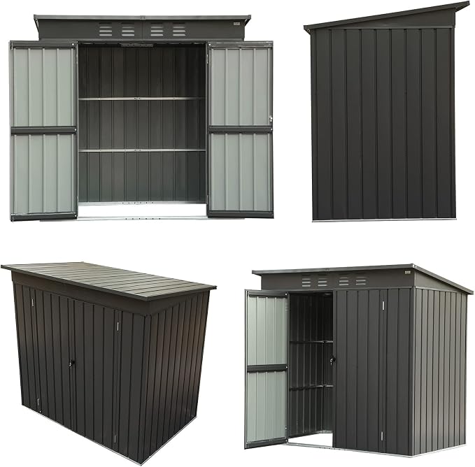 Domi Outdoor 5’ x 3’ Storage Shed, Metal Sheds Tool Storage Slope Roof - Image 6