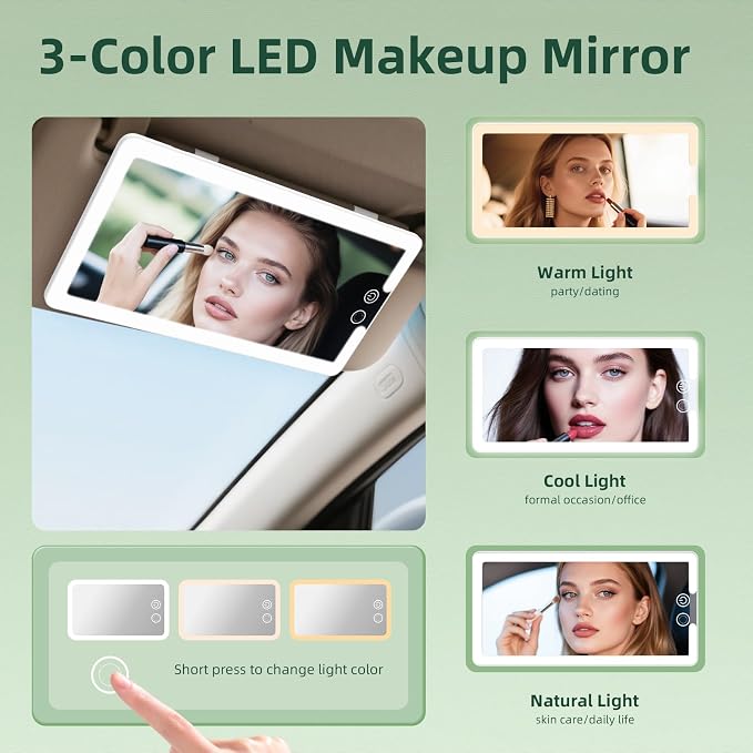 2 Pcs Car Sun Visor Vanity Mirror, Dimmable Rear View Visor Makeup Mirror - Image 3