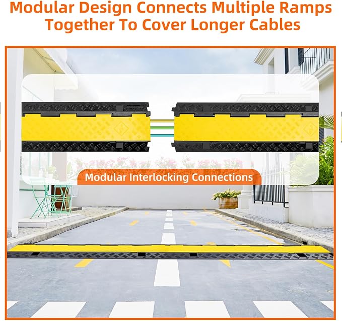 3 Channel 2 Pack Cable Protector Ramp Traffic Wire and Hose Ramp Cord Cover - Image 6