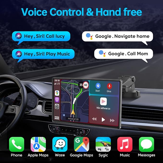 9" Wireless Apple CarPlay Android Auto Screen - Image 3