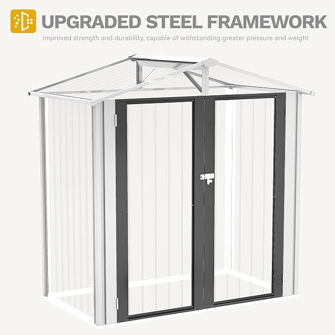 DWVO 6x4ft Metal Outdoor Storage Shed, Waterproof Tool Shed Heavy-Duty Storage - Image 6