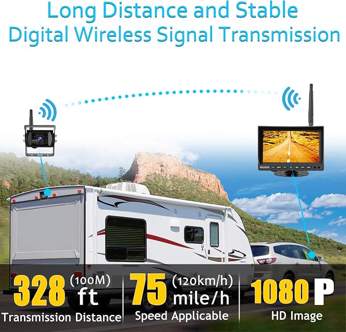 Wireless Backup Camera for Trucks VMW7 high Definition 1080P 7” IPS Monitor - Image 3