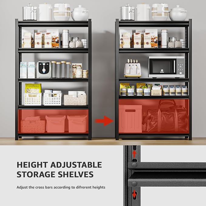 72" H Metal Garage Storage Shelves, 5 Tier Adjustable Shelving Unit - Image 5