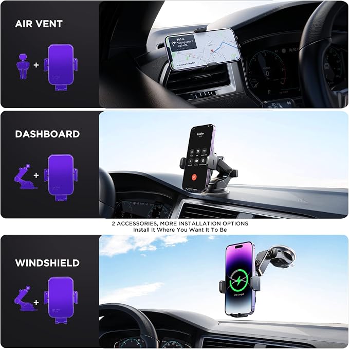 Wireless Car Charger, 【7 Colored RGB Backlit】 Mosurr 15W Auto Clamping Phone - Image 6
