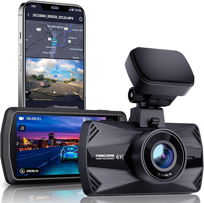 D21 Dash Cam, Real 4K Dash Camera Front 5G WiFi GPS, 157°Wide Angle Dash Camera by YEECORE