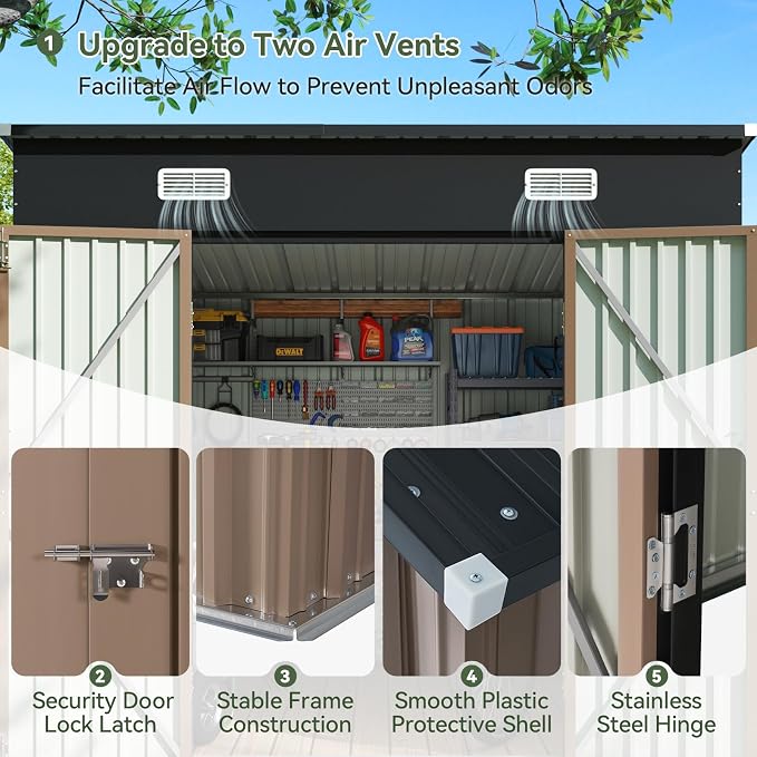 Aoxun 7.5x6 FT Outdoor Shed Metal Storage Shed - Image 4