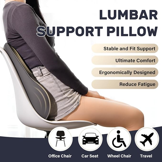 Coverado Lumbar Support Pillow for Car, Ergonomic Memory Foam Back Pillow for - Image 4