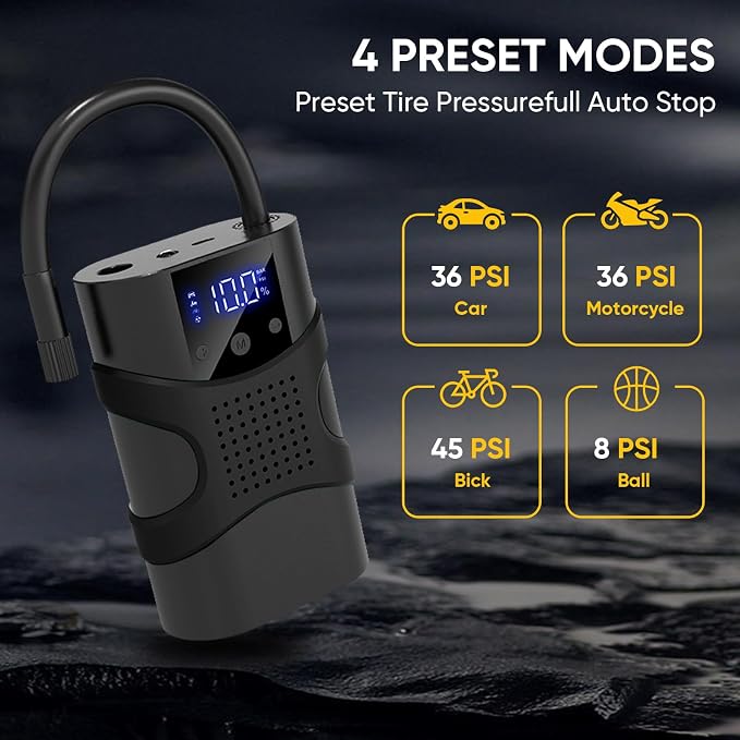 Tire Inflator Portable Air Compressor Cordless, 150PSI 6.5x Faster Portable - Image 4