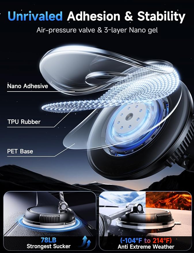 Only for iPhone Magsafe Car Mount Charger 360° Adjustable Car Phone Holder - Image 4