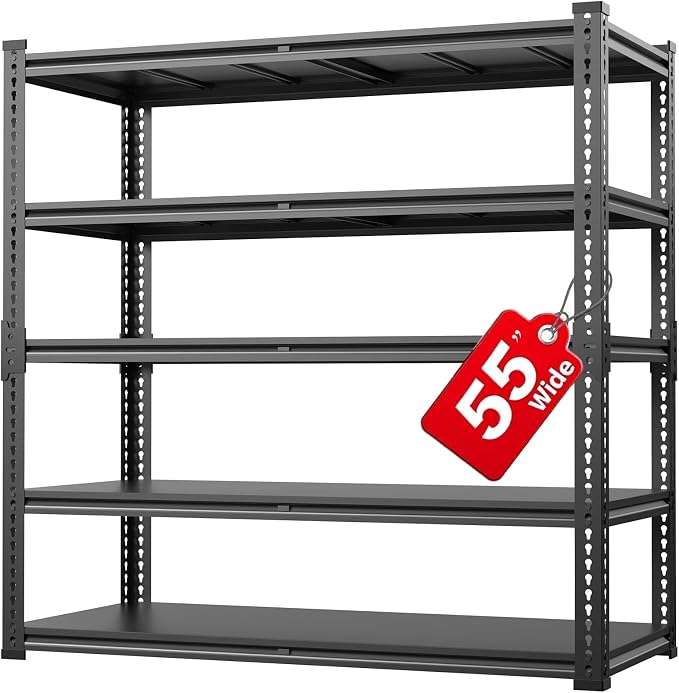 78” H x 55”W x 24”D Metal Garage Shelving, Adjustable 5 by Lauxery