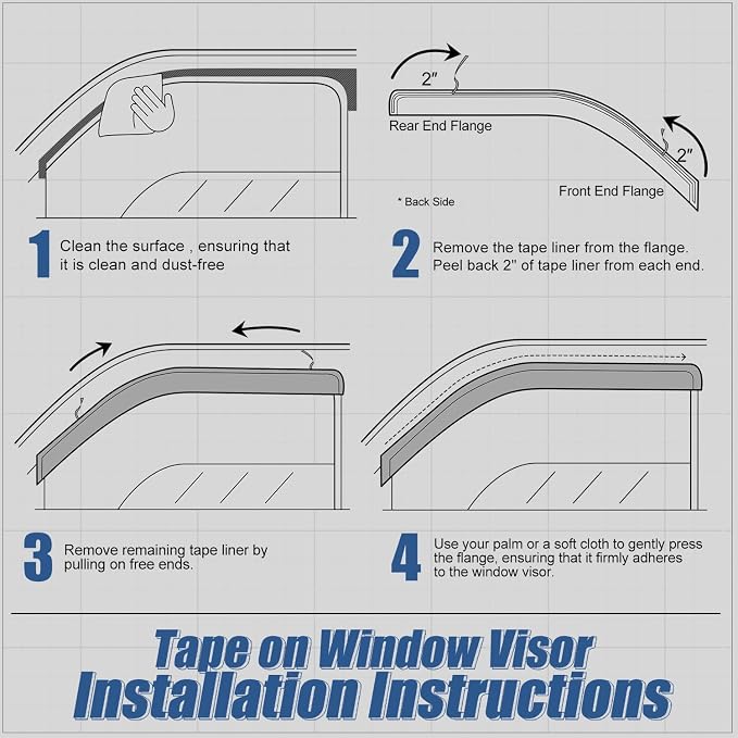Auto Dynasty 4Pcs Carbon Fiber Pattern Window Visors Compatible - Image 5