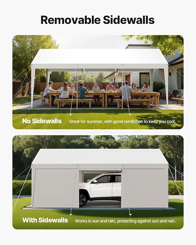 VEVOR Carport, 12 x 20 FT Outdoor Car Canopy, Potable Carport - Image 5