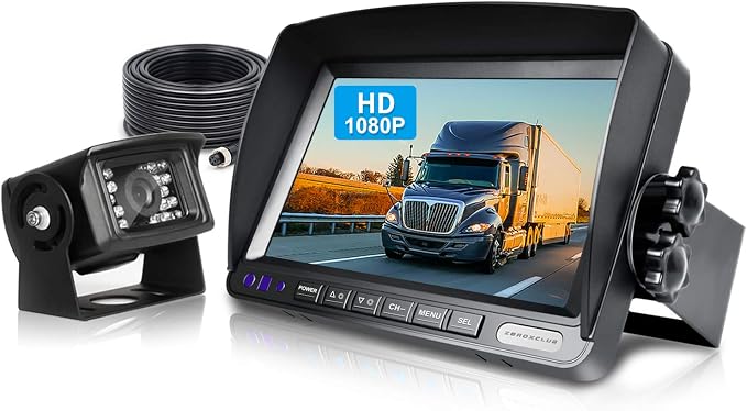 Rear View Camera Kit, Wired Backup Camera System 7 Inch Monitor IP69 Waterproof by ZEROXCLUB