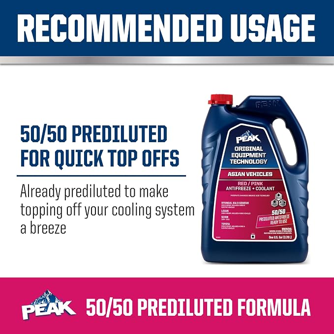 PEAK OET Extended Life Red/Pink 50/50 Prediluted Antifreeze/Coolant - Image 6