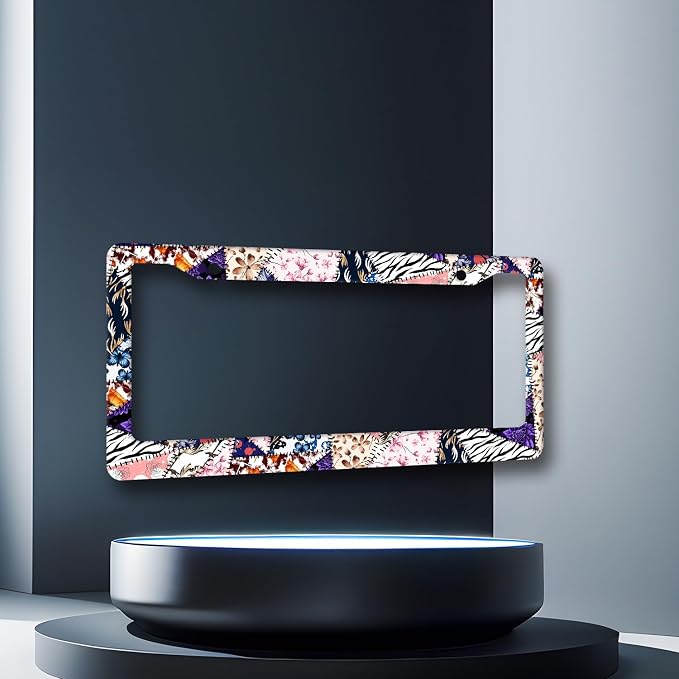 Abstract Art Flowers License Plate Frame Colorful Floral License Plate Holder - Image 3