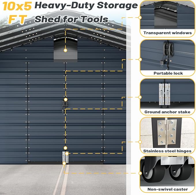 EROMMY 10x25 FT Carport Storage Shed 2-in-1, Heavy Duty Car Port - Image 4