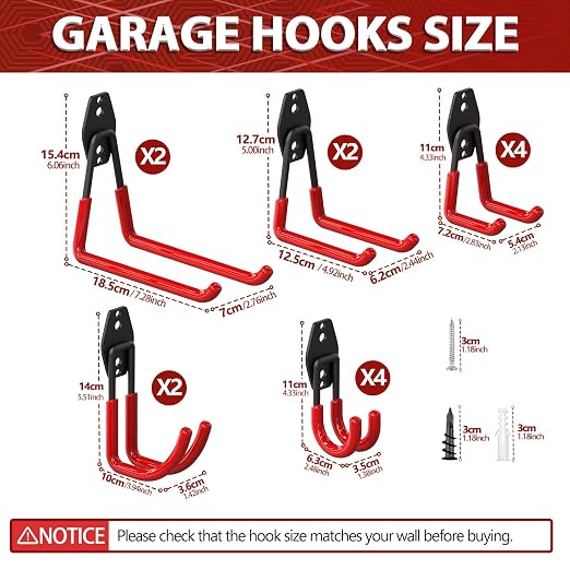 3-H Garage Wall Hooks 34 Pack, Garage Hooks Heavy Duty - Image 2