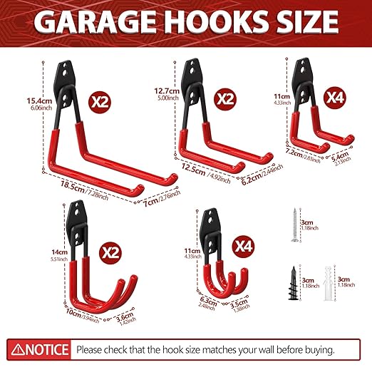 3-H Garage Wall Hooks 42 Pack, Heavy Duty Garage Hooks - Image 2