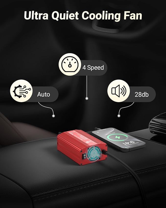 BESTEK Power Inverter DC 12V to AC 110V - 300W Car Plug Adapter Outlet - Car - Image 5
