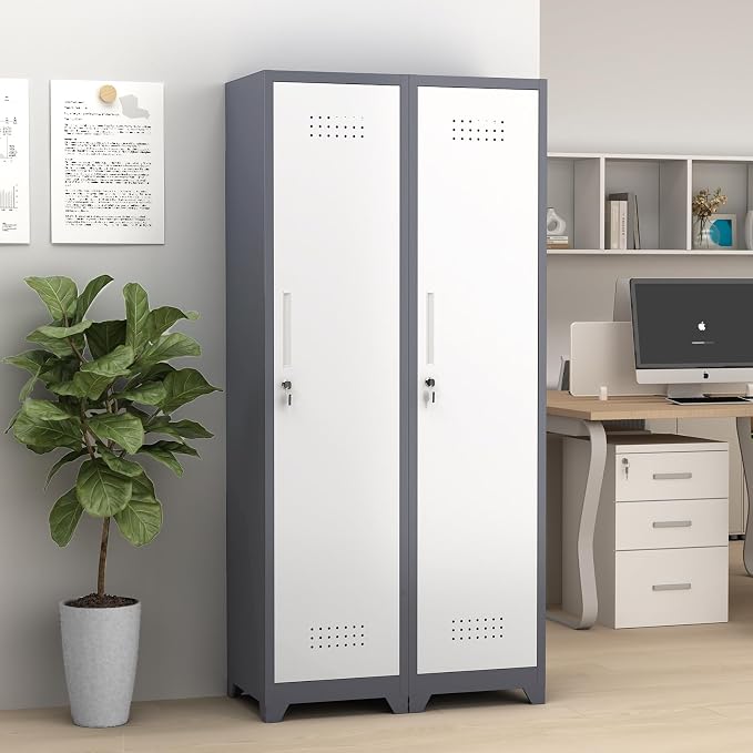 GREATMEET Slim Lockable Garage Storage Cabinet, Narrow Broom Storage Closet by GREATMEET
