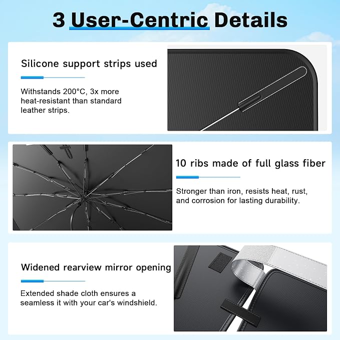SXCY for 2024 2025 Hyundai Kona Windshield Umbrella Sunshade for 2024 2025 - Image 5