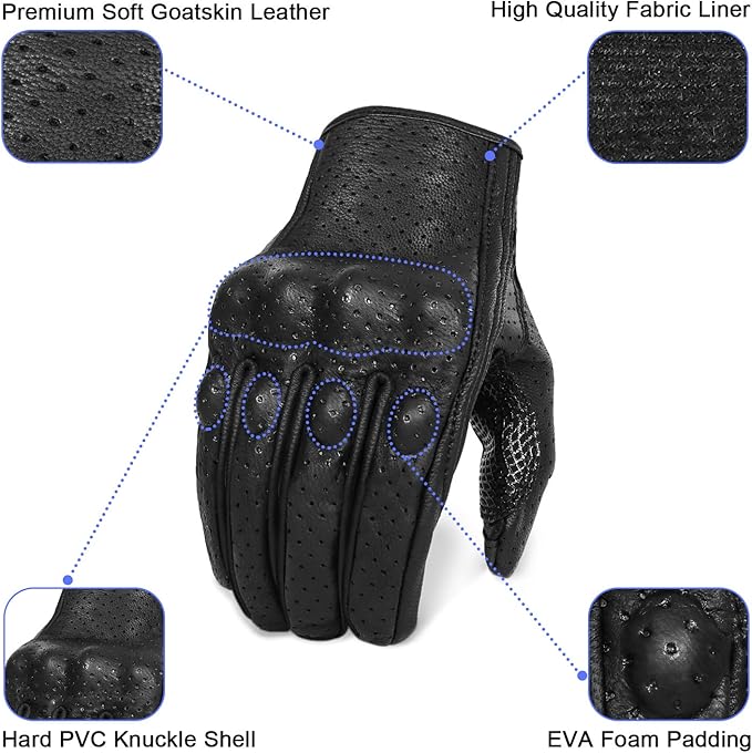 Updated Men’s Leather Motorcycle Gloves - Image 2