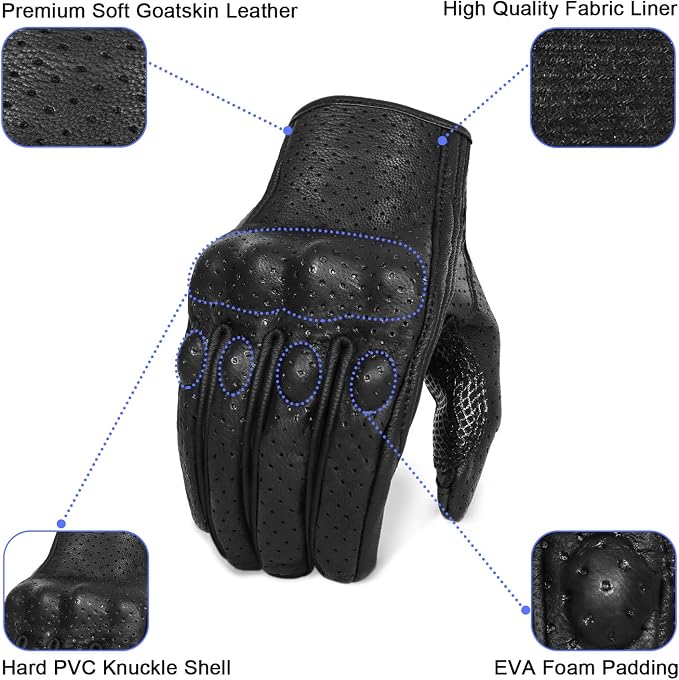 Updated Breathable Leather Motorcycle Gloves - Image 2