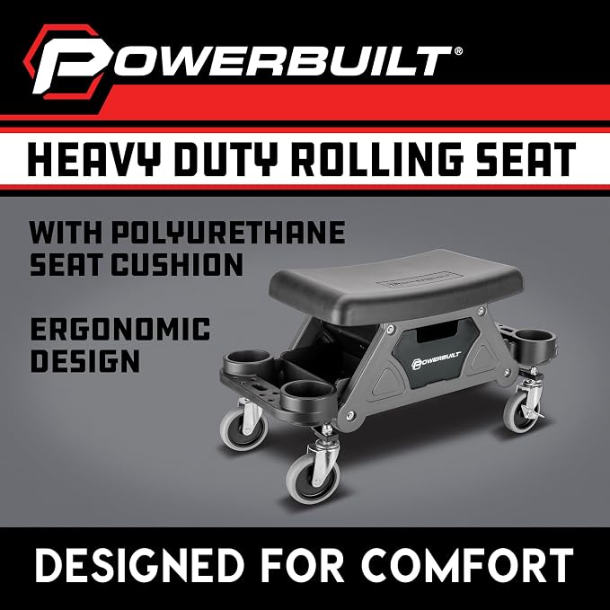 Powerbuilt Heavy-Duty Utility Rolling Seat Upgraded - Image 2