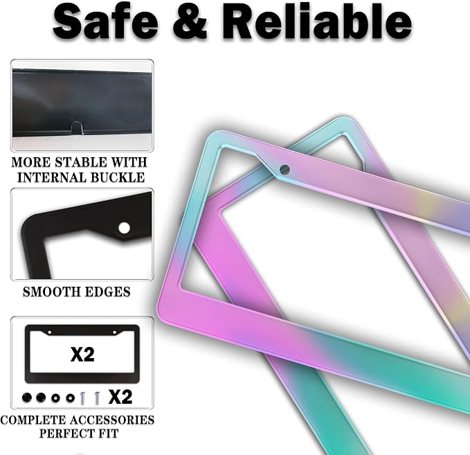License Plate Frame Holder Rainbow License Plate Frames - Image 4