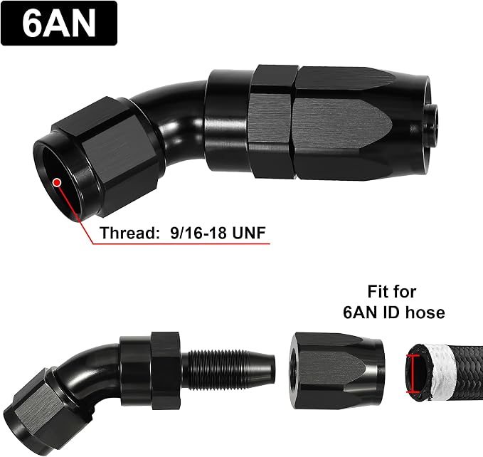 EVIL ENERGY 6AN 45 Degree One Piece Full Flow Hose End Fitting Swivel - Image 2
