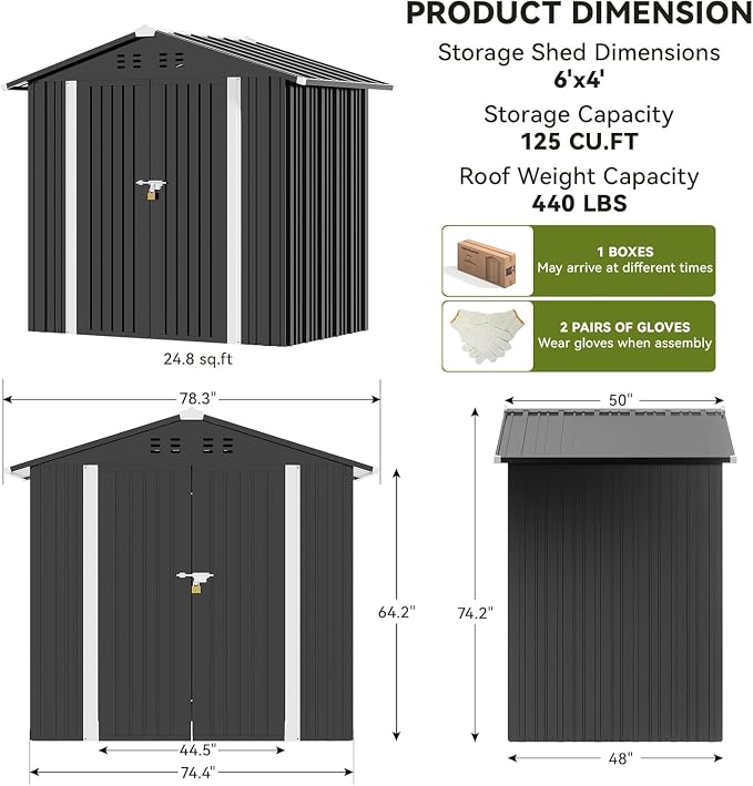 COMHOMA Shed Outdoor Storage Shed Metal, Lockable Doors Tool Sheds - Image 2