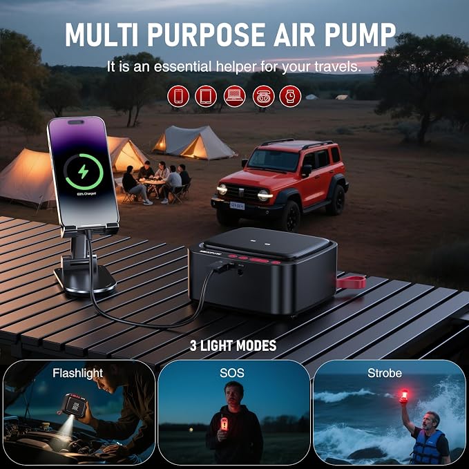 NEXPOW Tire Inflator Portable Air Compressor, 180 PSI Cordless Air Pump - Image 8
