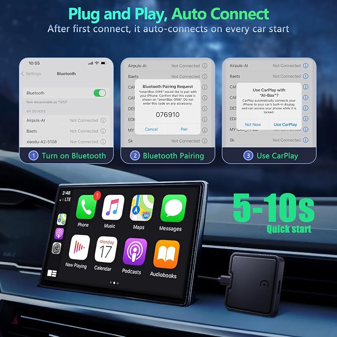 Wireless Carplay Adapter with Netflix YouTube TF Card Plug & Play, Wireless AI - Image 6