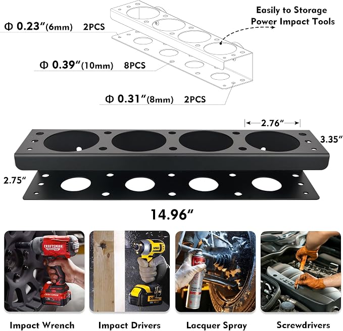 MUTUACTOR Super Power Tool Organizer, Non-Slip 4 Drill Holder Magnetic Mount - Image 5
