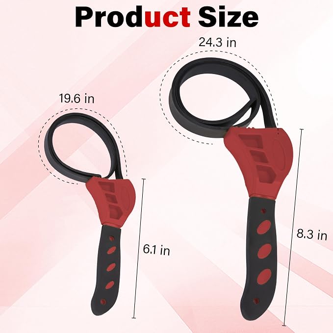 2 PCS Strap Wrench Plumbing, Rubber Strap Wrench, 24 Inch & 19.7 Inch Oil - Image 2