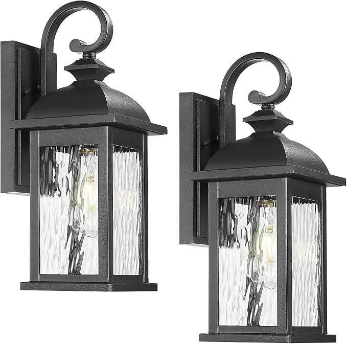 FEMILA 2 Packs Outdoor Waterproof Wall Lights Fixture, Anti-Rust Matte Black by FEMILA