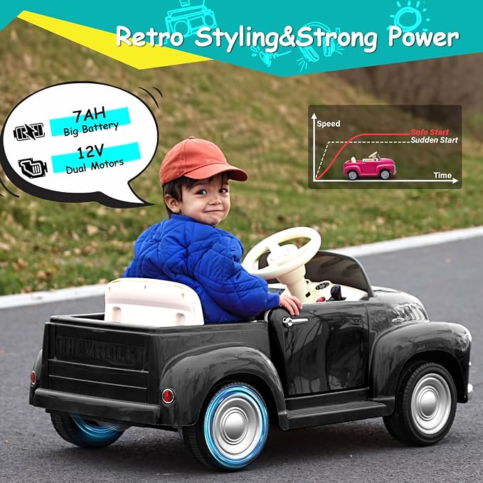 Joywhale 12V Kids Ride on Car Licensed Chevrolet 3100 Pickup Battery Powered - Image 2