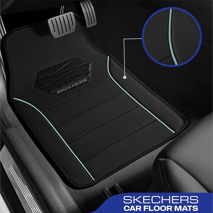 Skechers Memory Foam Car Mats, Leather Piping Car Floor Mats - Image 2